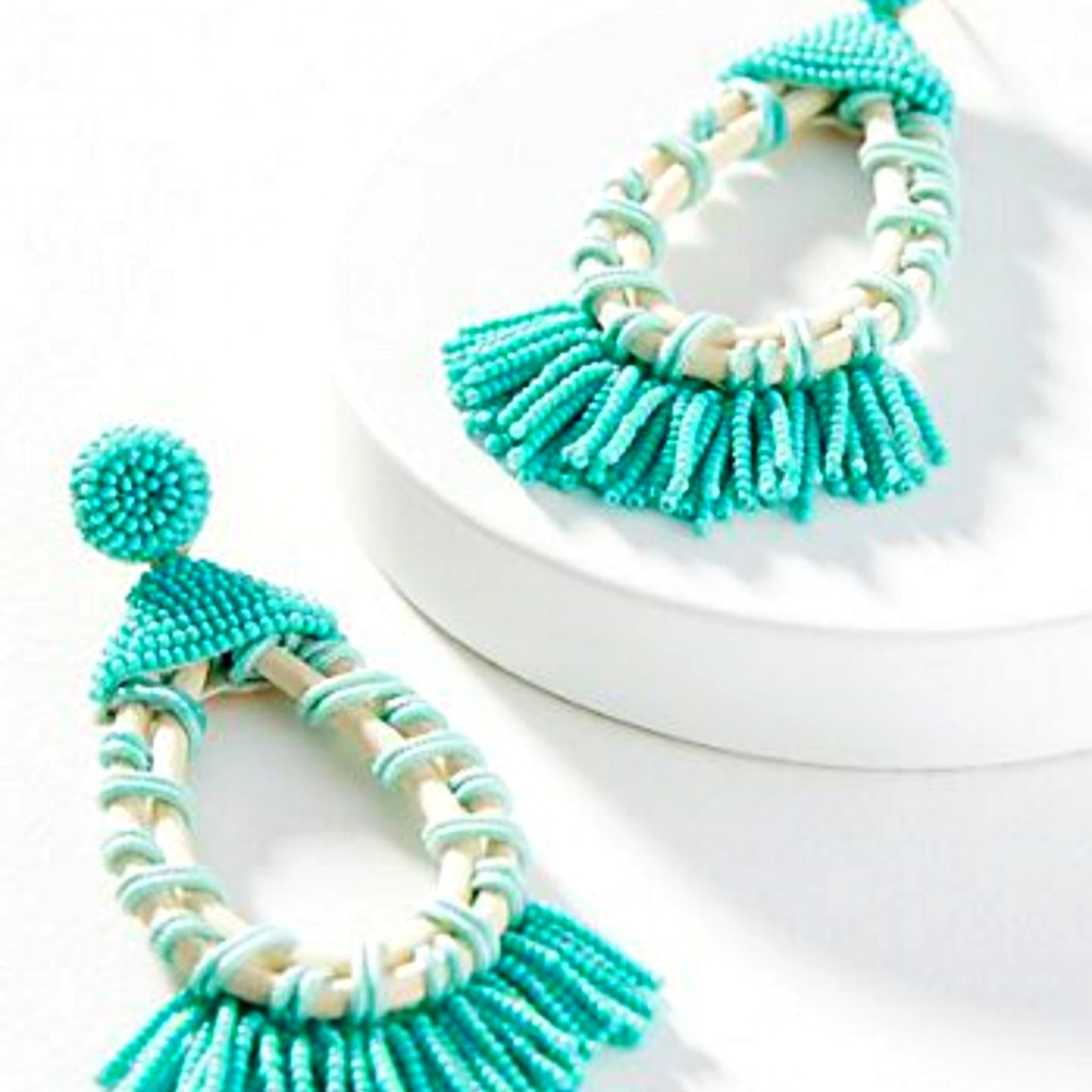 Anthropologie Larsa beaded earrings-Turquoise.